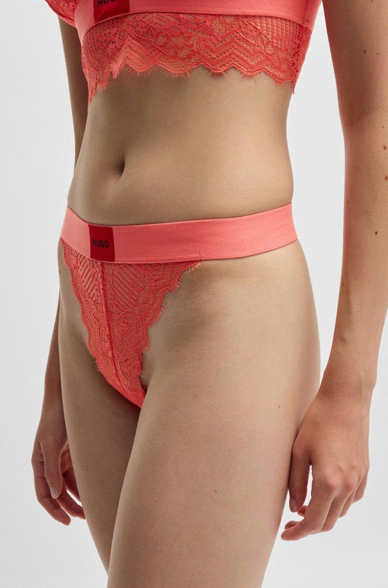 Hugo Boss Tanga De Encaje Con Etiqueta Con Logo Roja
