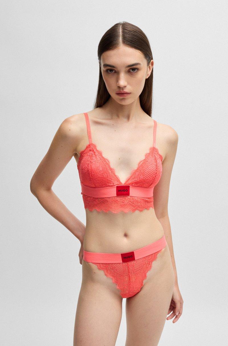 Hugo Boss Tanga de encaje con etiqueta con logo roja