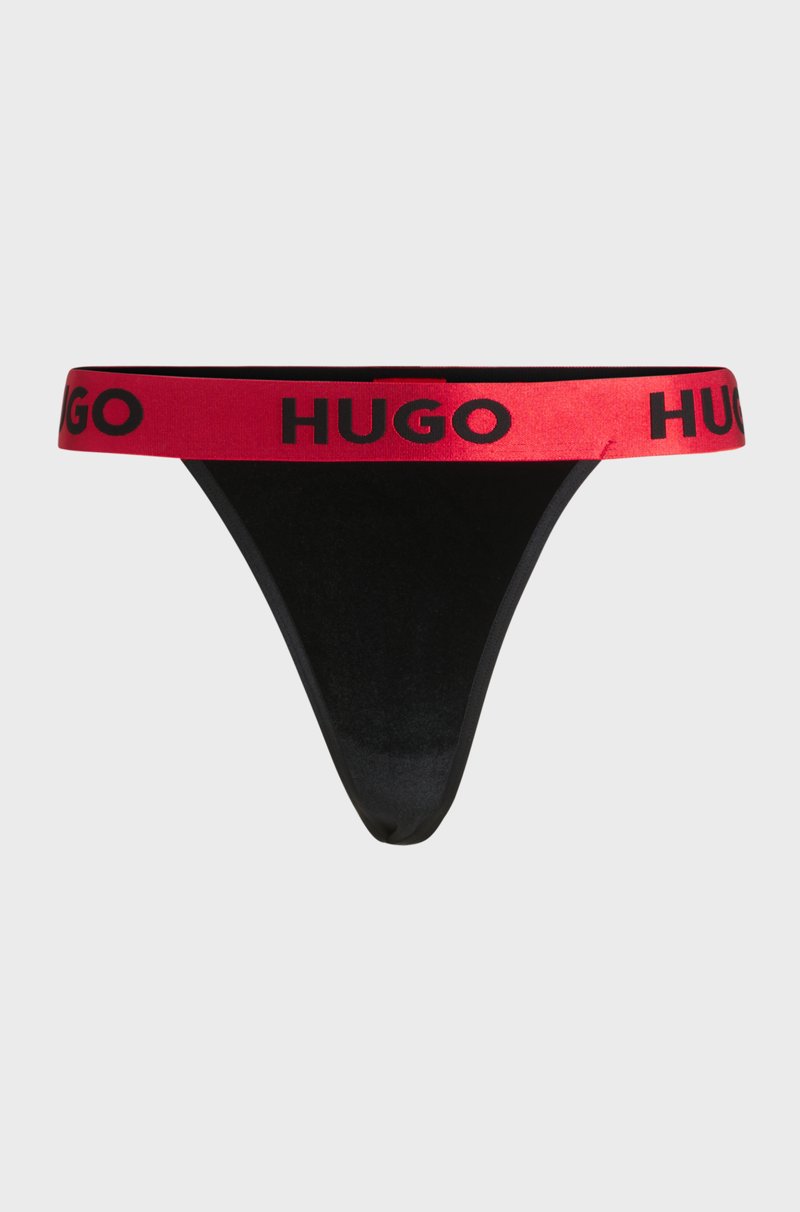 Hugo Boss Tanga De Terciopelo Elástico Con Logo En La Cintura