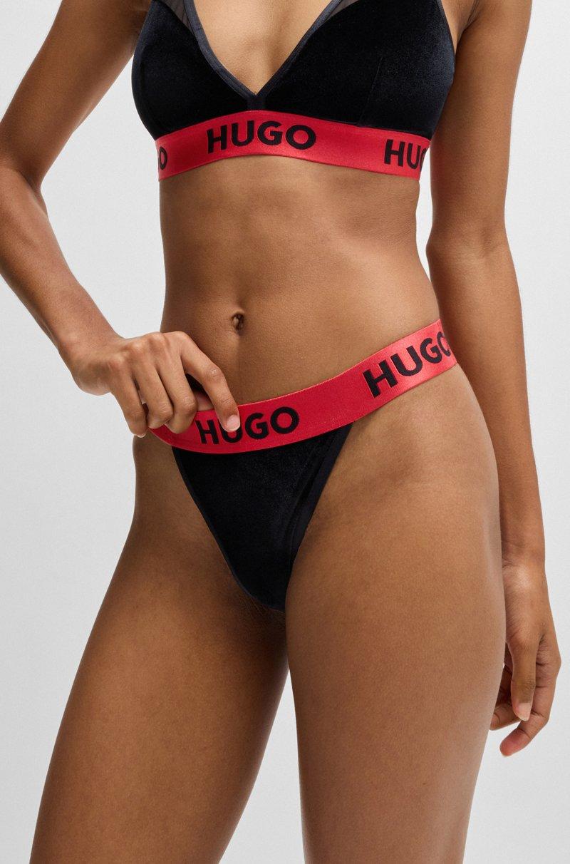 Hugo Boss Tanga De Terciopelo Elástico Con Logo En La Cintura