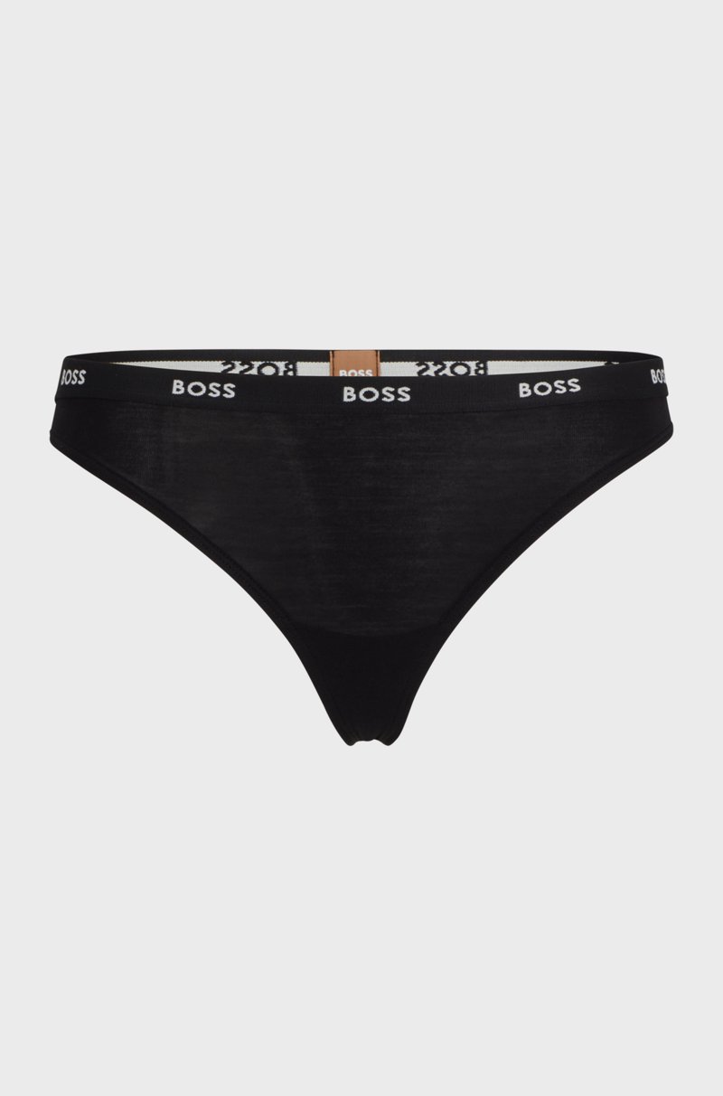 Hugo Boss Tanga De Tiro Bajo En Punto Elástico Con Cinturilla Logotipada