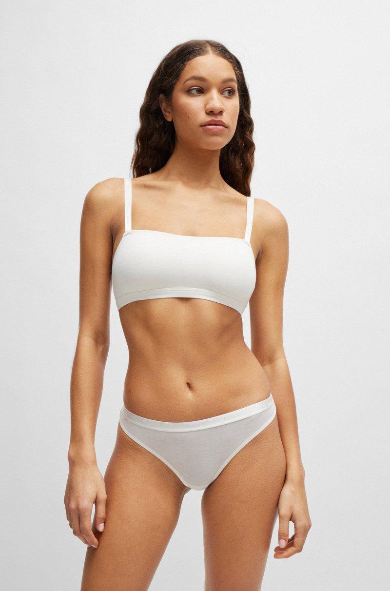 Hugo Boss Tanga de tiro bajo en punto elástico con cinturilla logotipada