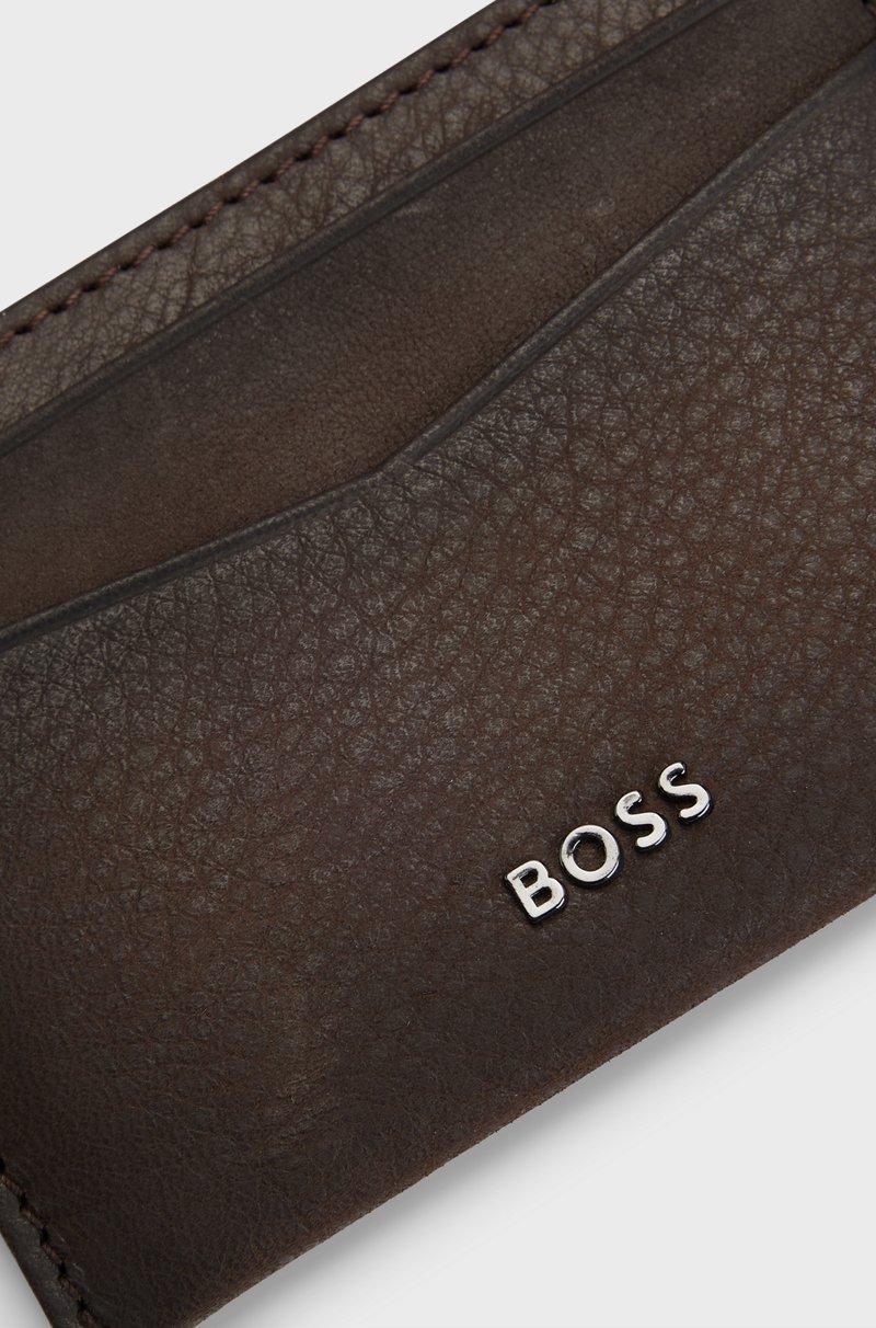 Hugo Boss Tarjetero De Piel Granulada Con Letras De Logo