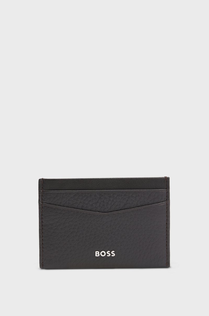 Hugo Boss Tarjetero en piel granulada con letras de logo