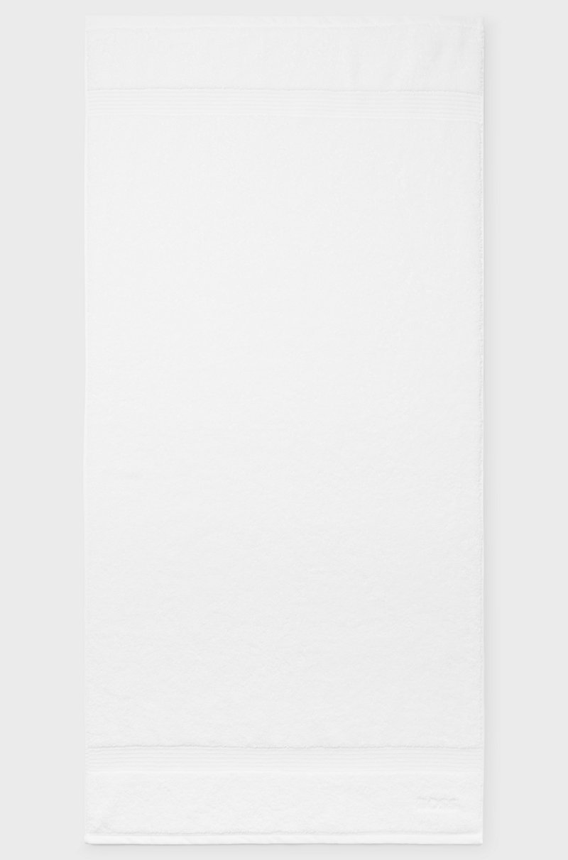 Hugo Boss Toalla De Baño Blanca De Algodón Del Egeo Con Logo Tonal