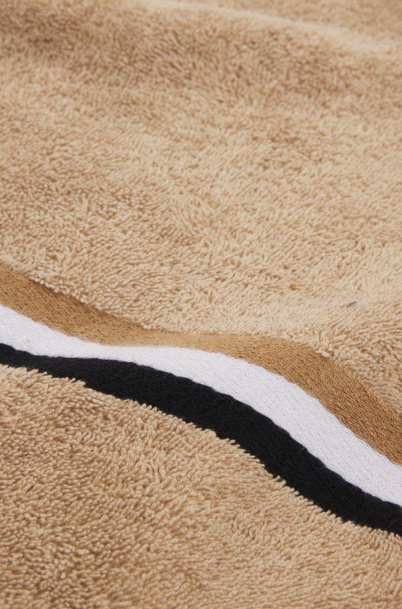 Hugo Boss Toalla De Baño En Felpa De Algodón Con Cinta De Rayas De La Marca