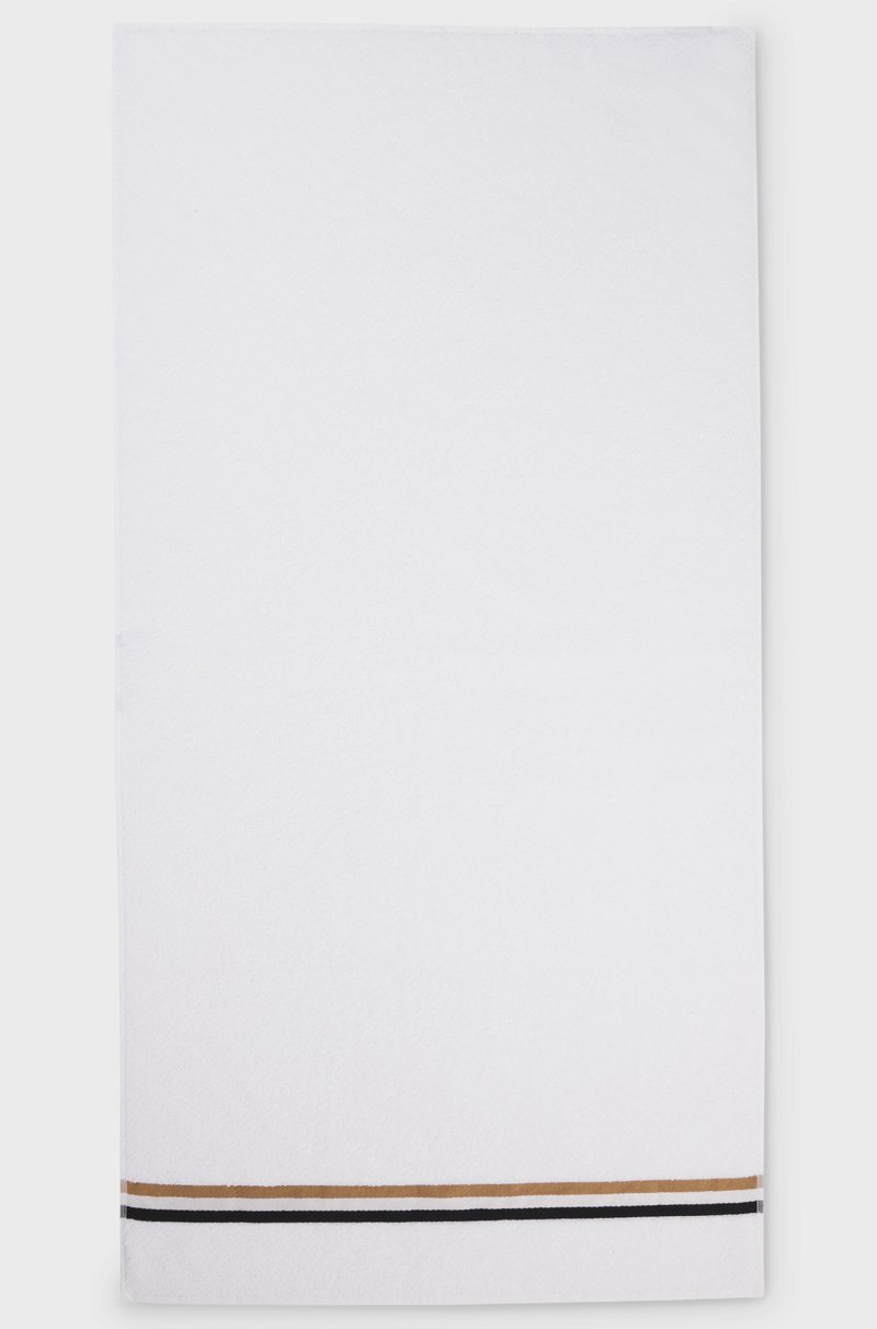 Hugo Boss Toalla De Baño En Felpa De Algodón Con Cinta De Rayas De La Marca