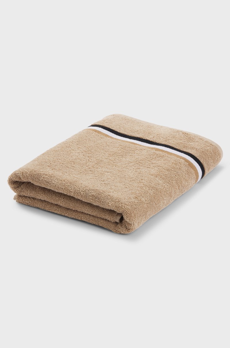 Hugo Boss Toalla de baño en felpa de algodón con cinta de rayas de la marca