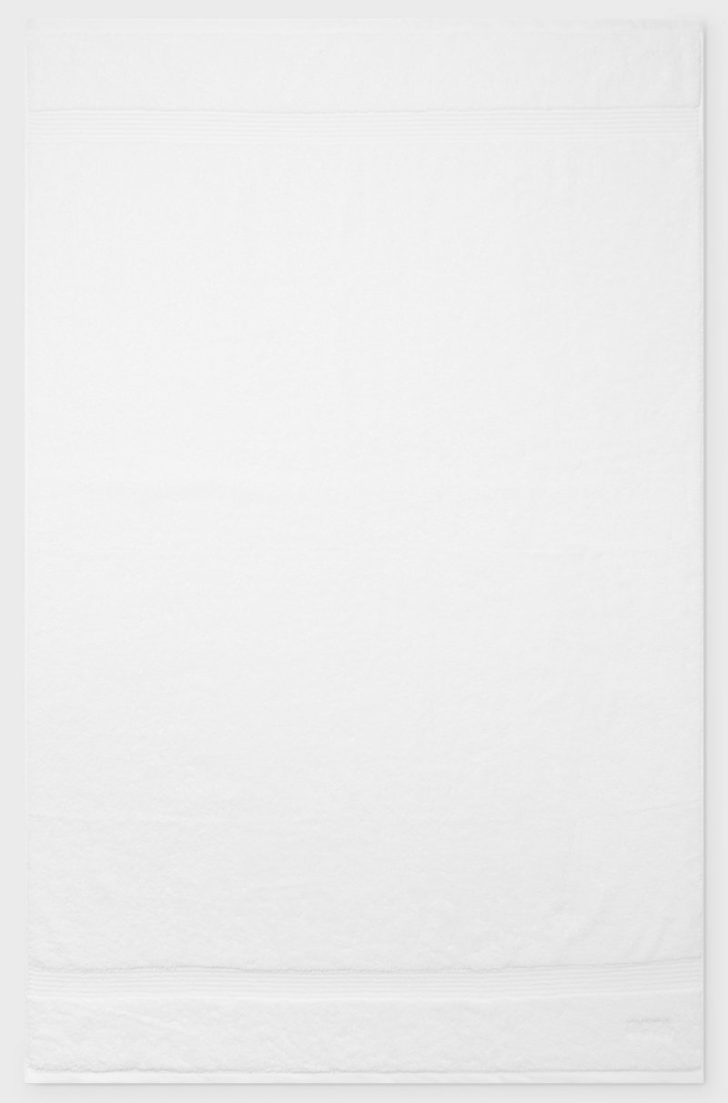 Hugo Boss Toalla De Baño Extragrande Blanca En Algodón Del Egeo Con Logo Bordado