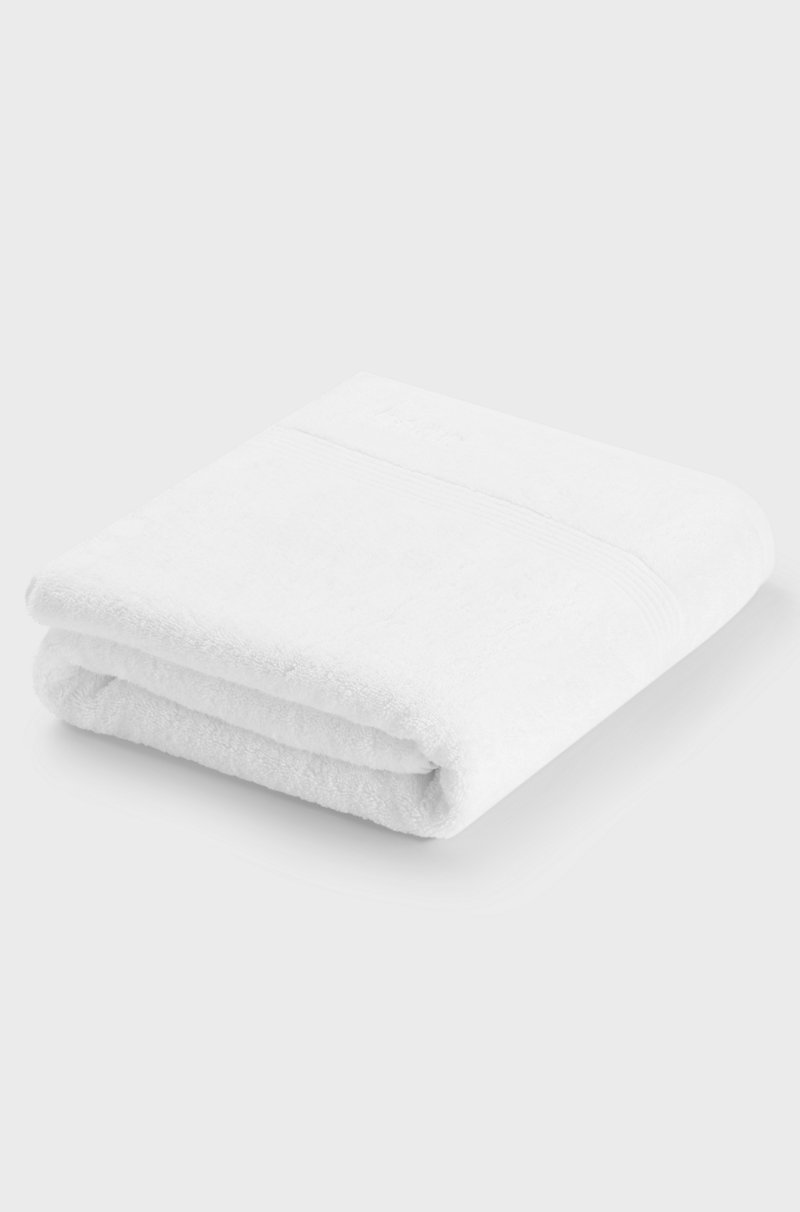 Hugo Boss Toalla de baño extragrande blanca en algodón del Egeo con logo bordado