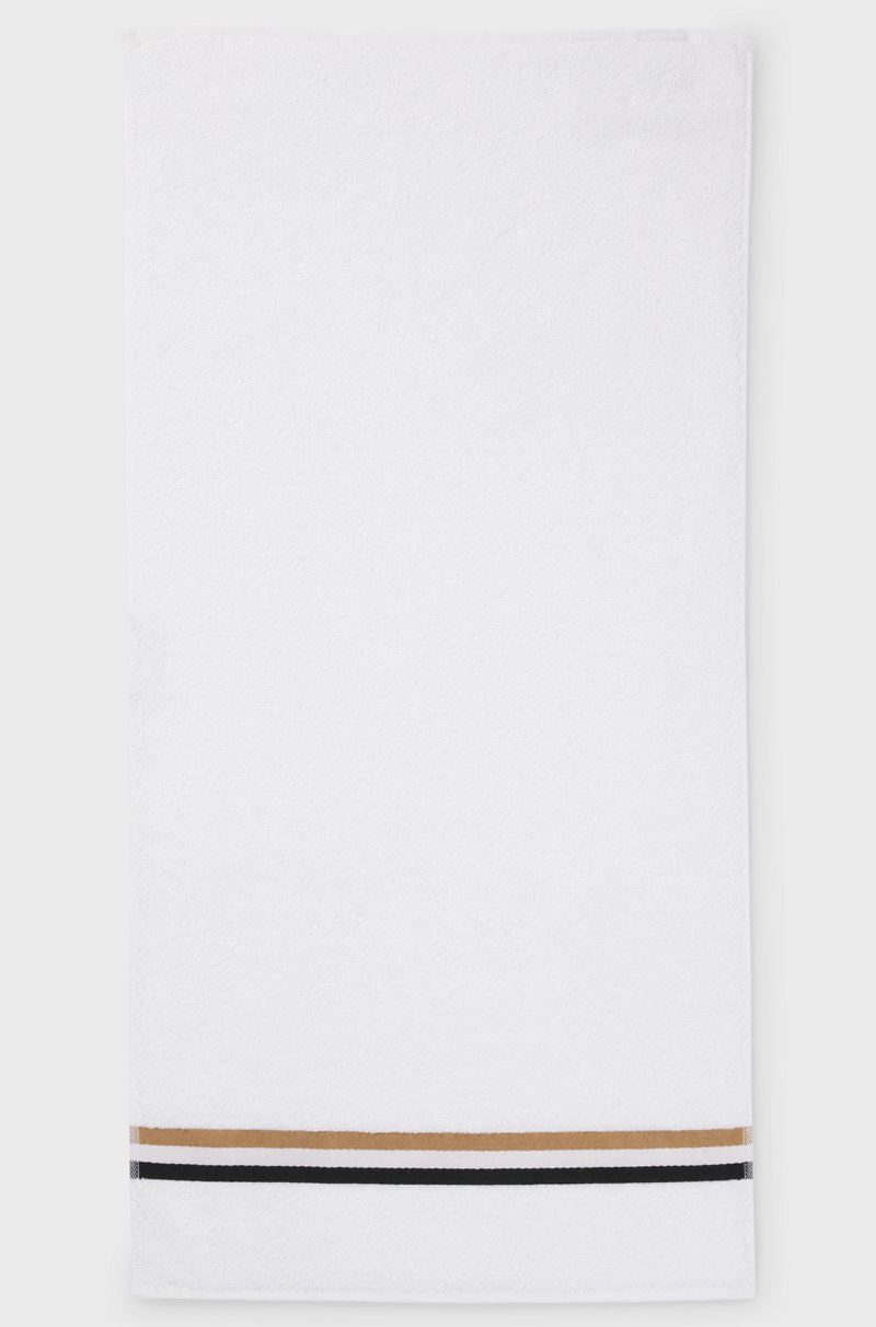 Hugo Boss Toalla De Mano De Algodón Con Borde Con Raya De La Marca