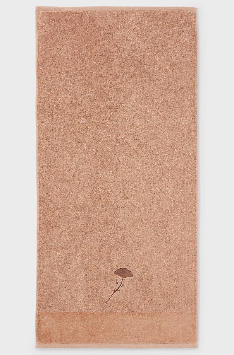 Hugo Boss Toalla De Mano De Algodón Con Detalles Florales Bordados Y Raya De Terciopelo