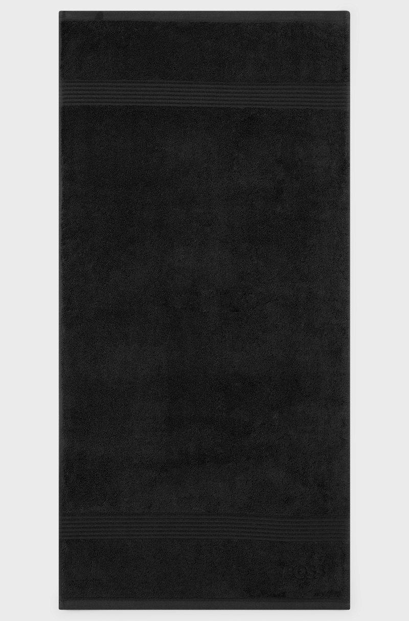 Hugo Boss Toalla De Mano De Algodón Del Egeo Negro Con Logo Tonal