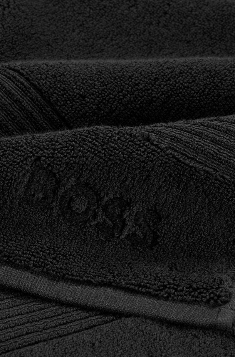 Hugo Boss Toalla De Mano De Algodón Del Egeo Negro Con Logo Tonal