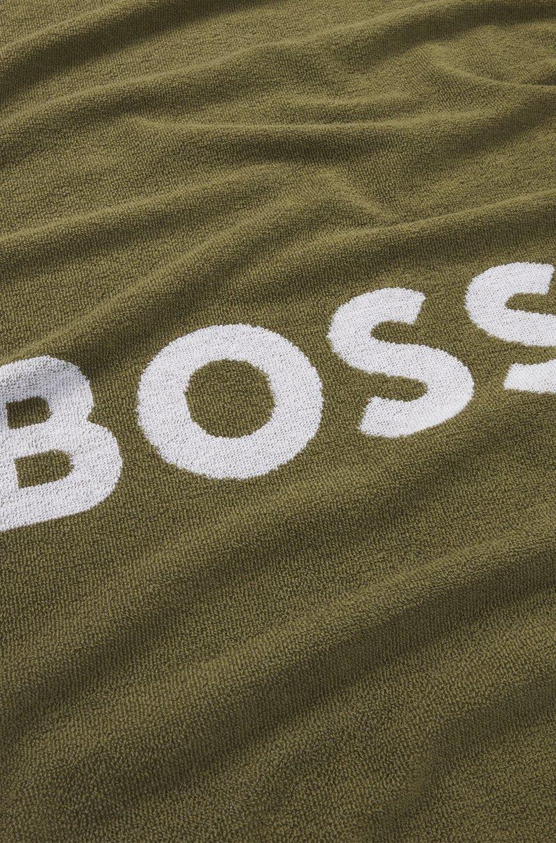Hugo Boss Toalla De Playa De Jacquard De Algodón Con Logo Y Rayas De La Marca