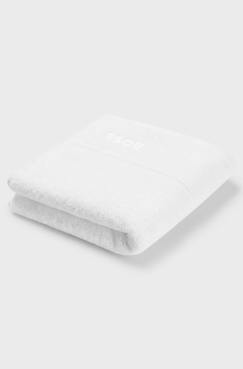 Hugo Boss Toalla para invitados blanca de algodón del Egeo con logo tonal