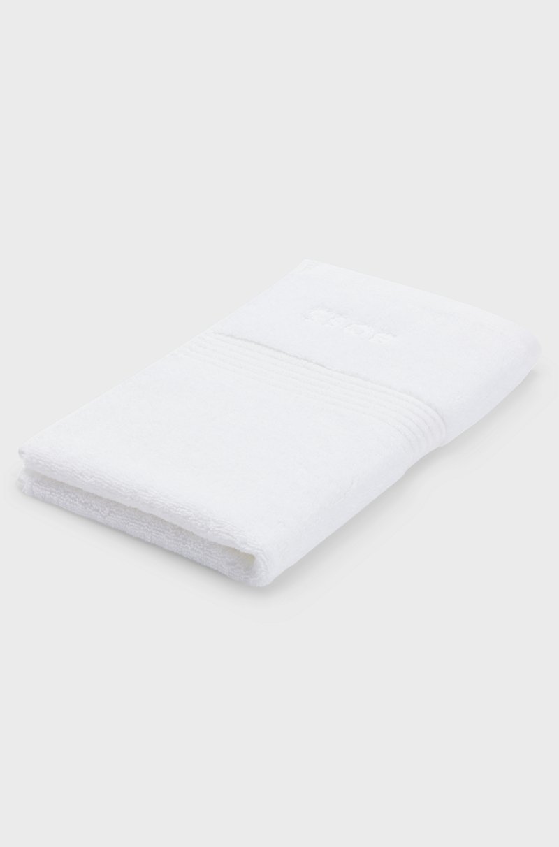 Hugo Boss Toalla para invitados blanca de algodón del Egeo con logo tonal