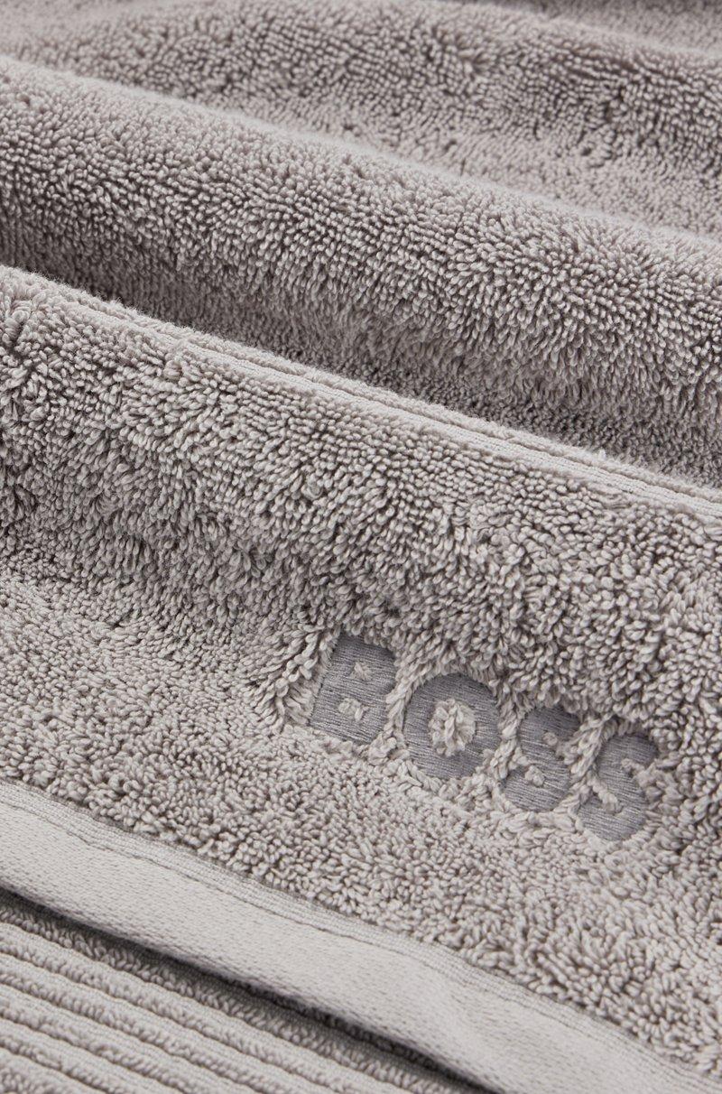 Hugo Boss Toalla Para Invitados Plata De Algodón Del Egeo Con Logo Tonal