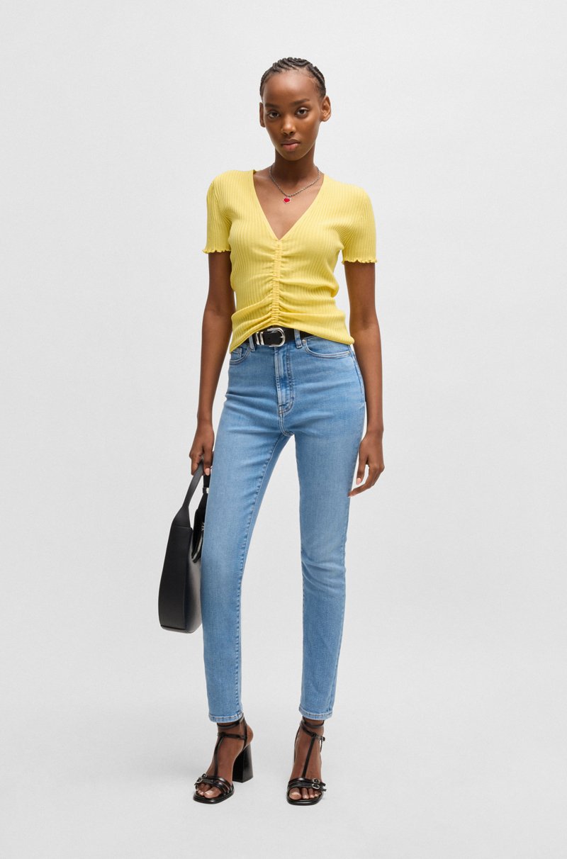 Hugo Boss Top Con Escote En Pico Y Parte Delantera Fruncida