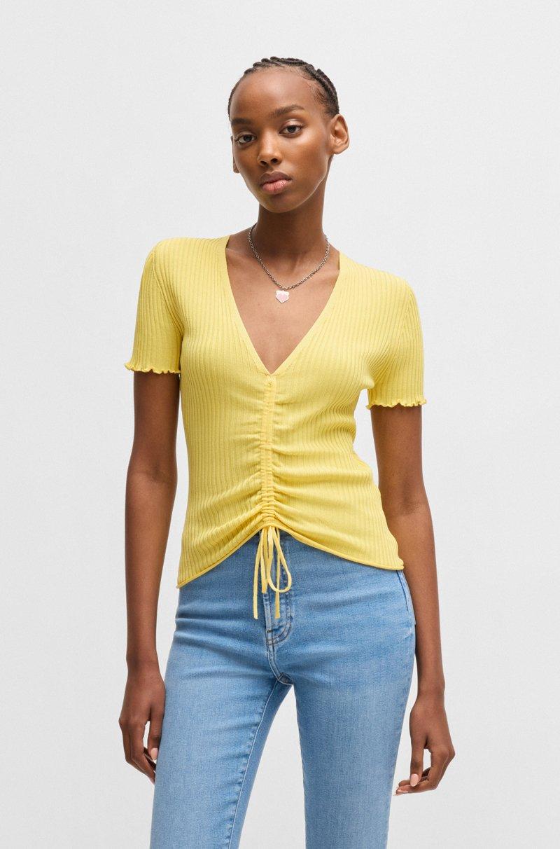 Hugo Boss Top con escote en pico y parte delantera fruncida