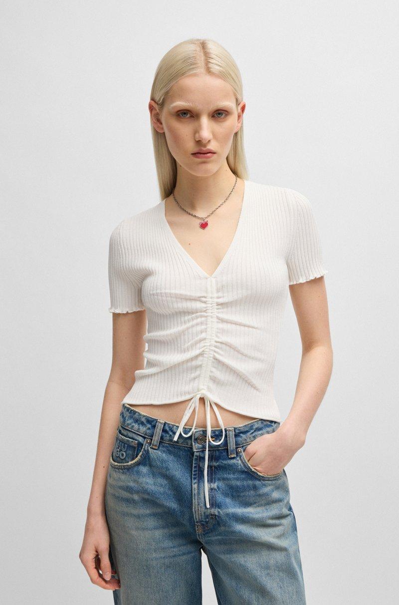 Hugo Boss Top con escote en pico y parte delantera fruncida