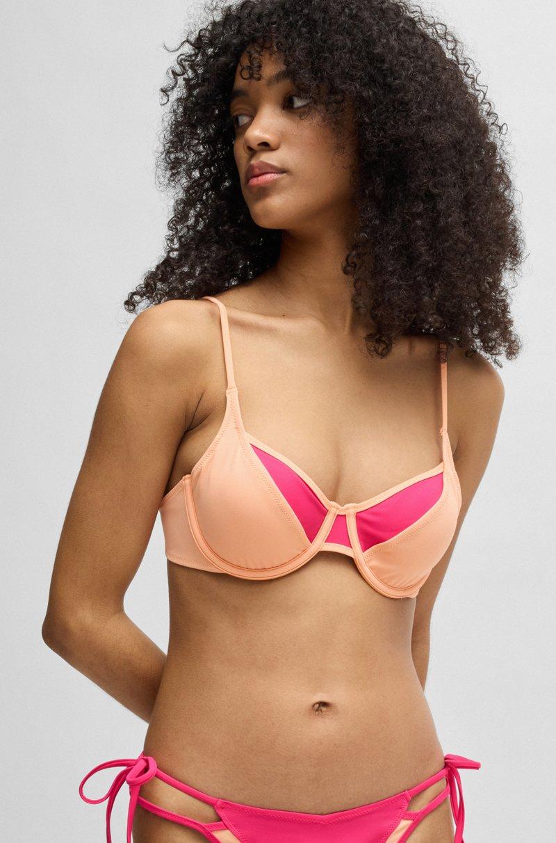 Hugo Boss Top De Bikini Acolchado En Dos Tonos Con Diseño A Capas