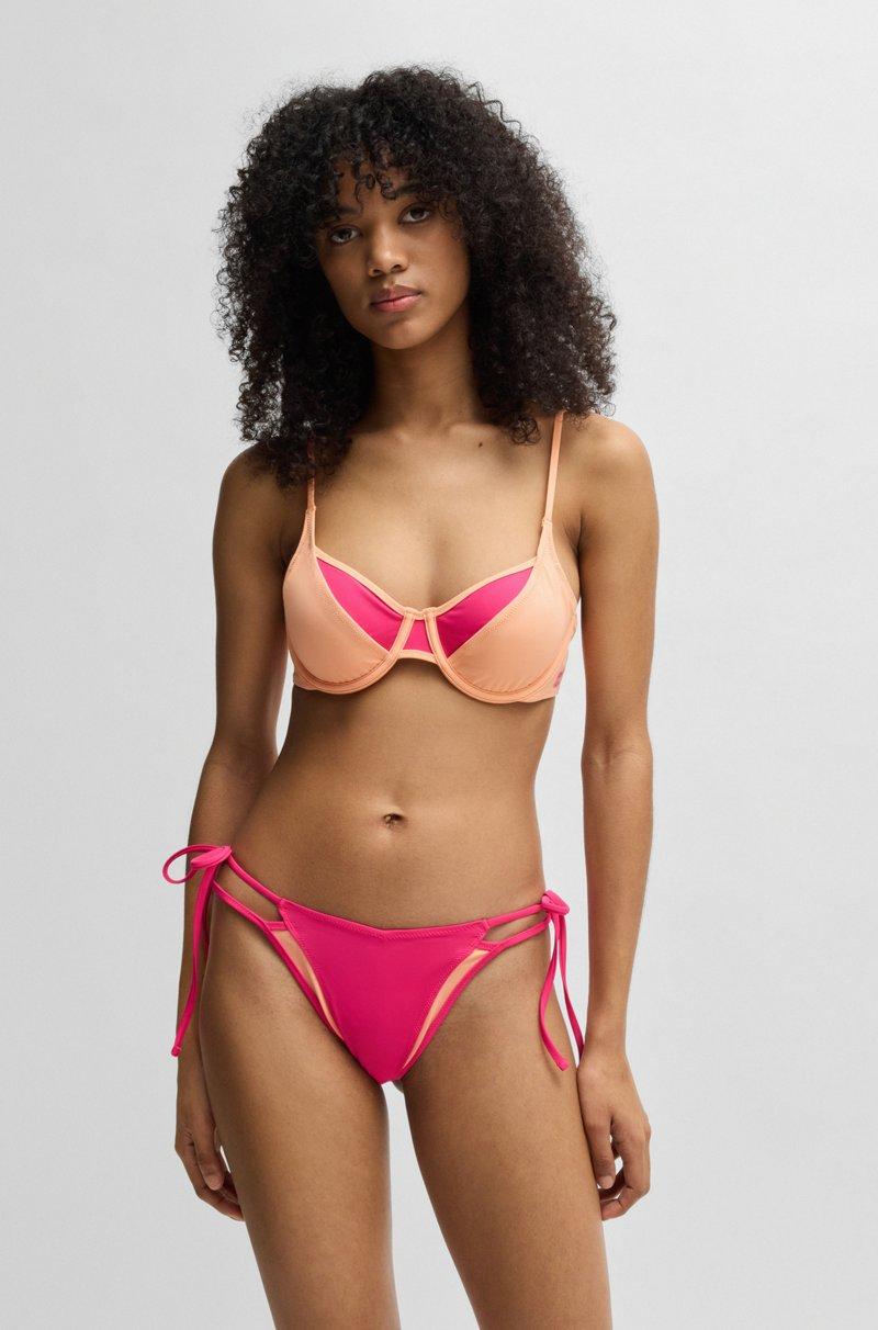 Hugo Boss Top de bikini acolchado en dos tonos con diseño a capas