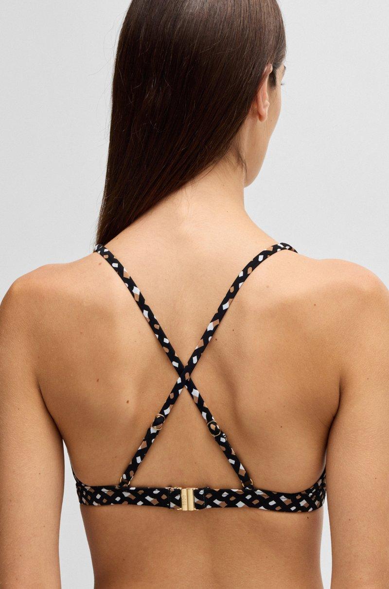 Hugo Boss Top De Bikini Con Estampado De Monograma Y Colgante Con Logo