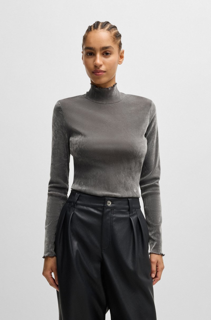 Hugo Boss Top de cuello caja en malla con tacto aterciopelado