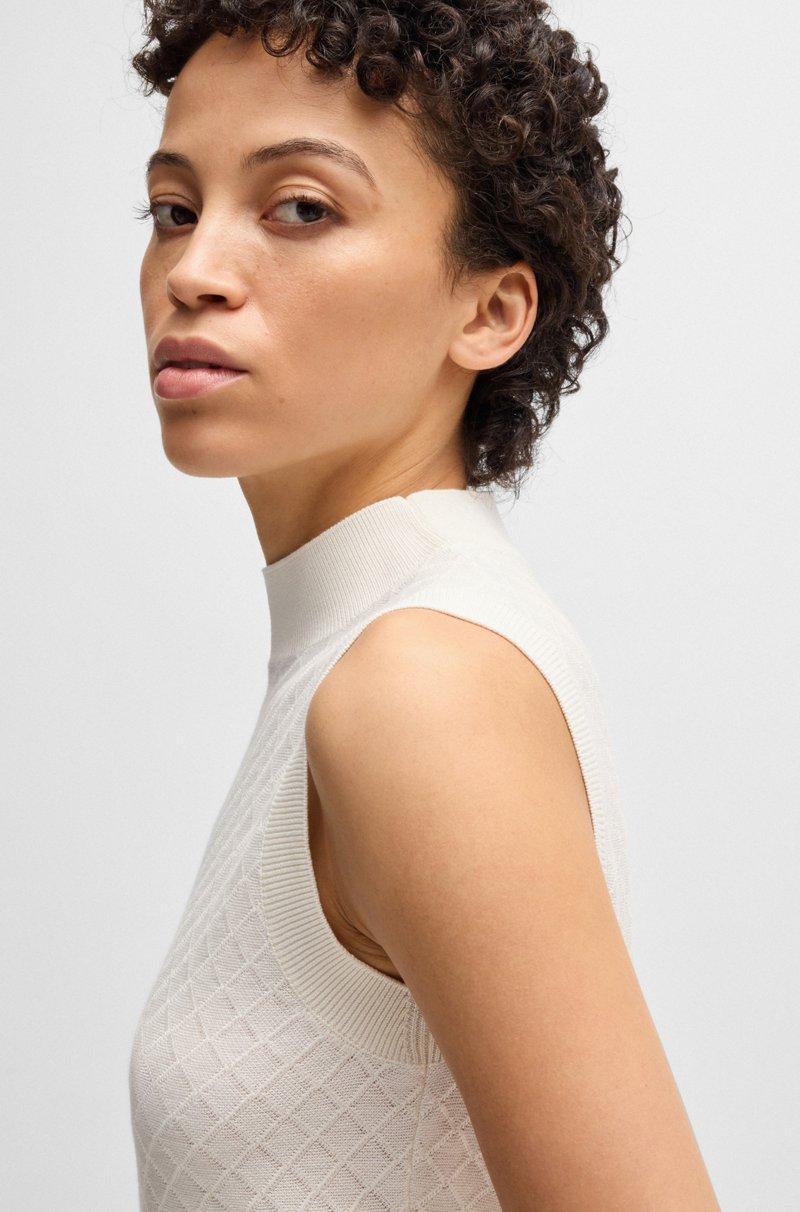 Hugo Boss Top De Cuello Inglés En Punto De Seda Y Algodón Con Estructura