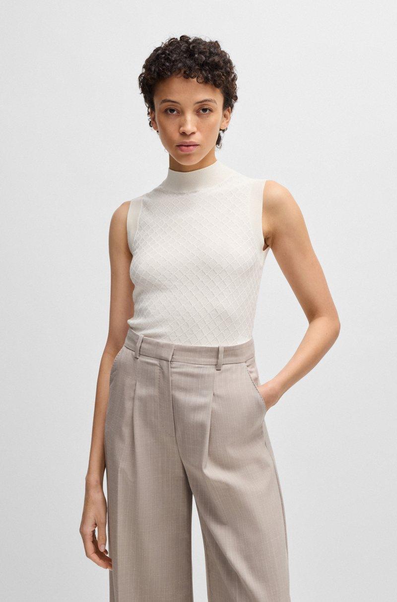 Hugo Boss Top de cuello inglés en punto de seda y algodón con estructura