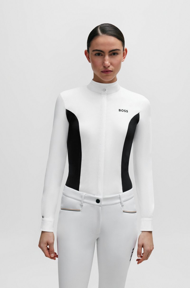 Hugo Boss Top de exhibición para equitación con estampado floral y apliques en azul marino