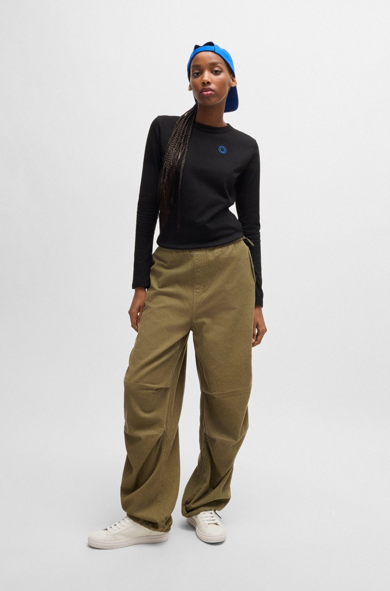 Hugo Boss Top De Punto De Algodón Con Insignia De Logo De Happy HUGO