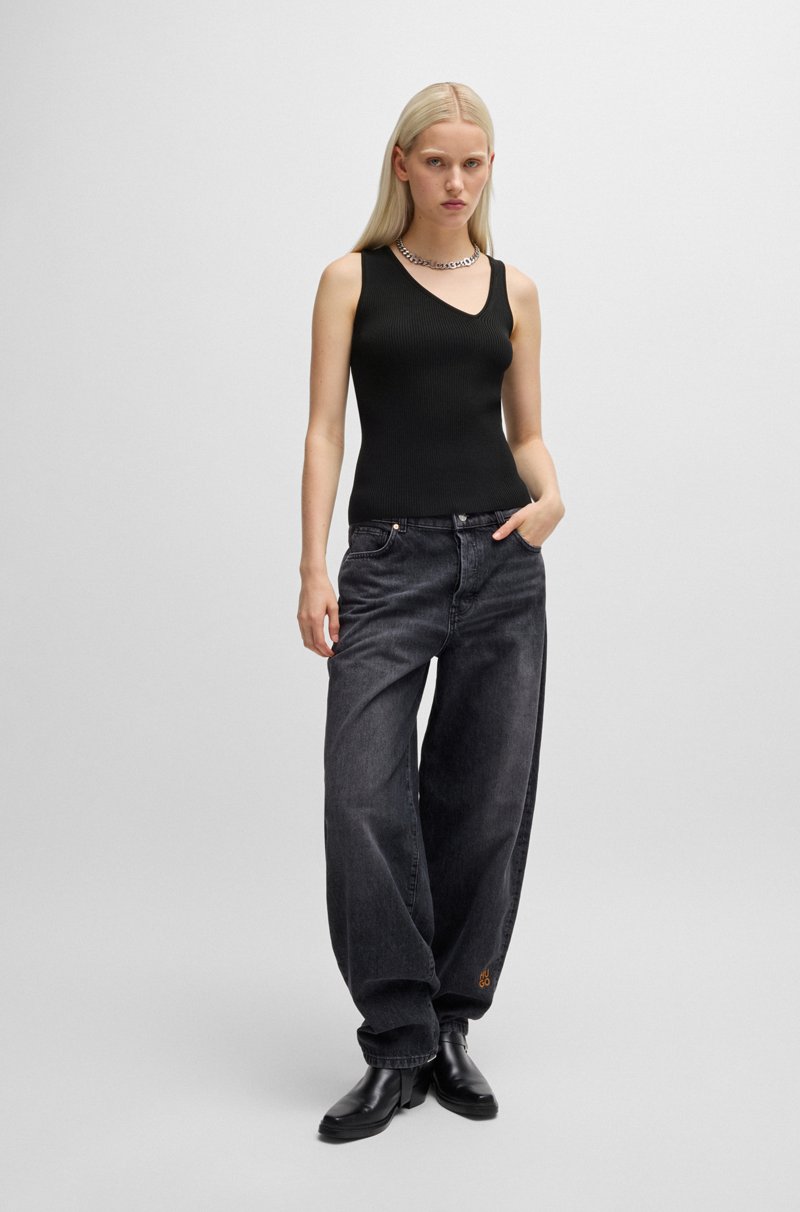 Hugo Boss Top De Punto Sin Mangas Con Escote En Pico Asimétrico