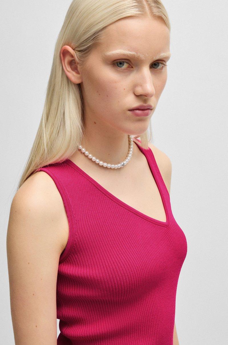 Hugo Boss Top De Punto Sin Mangas Con Escote En Pico Asimétrico