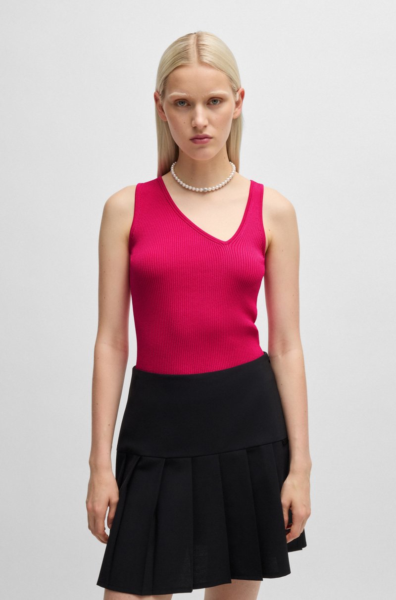 Hugo Boss Top de punto sin mangas con escote en pico asimétrico