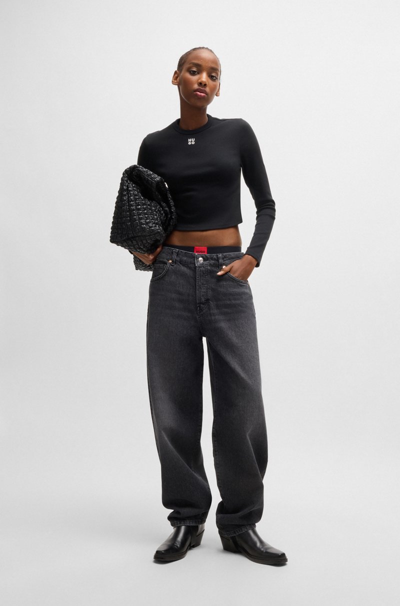 Hugo Boss Top De Punto Slim Fit Con Logo Apilado Bordado