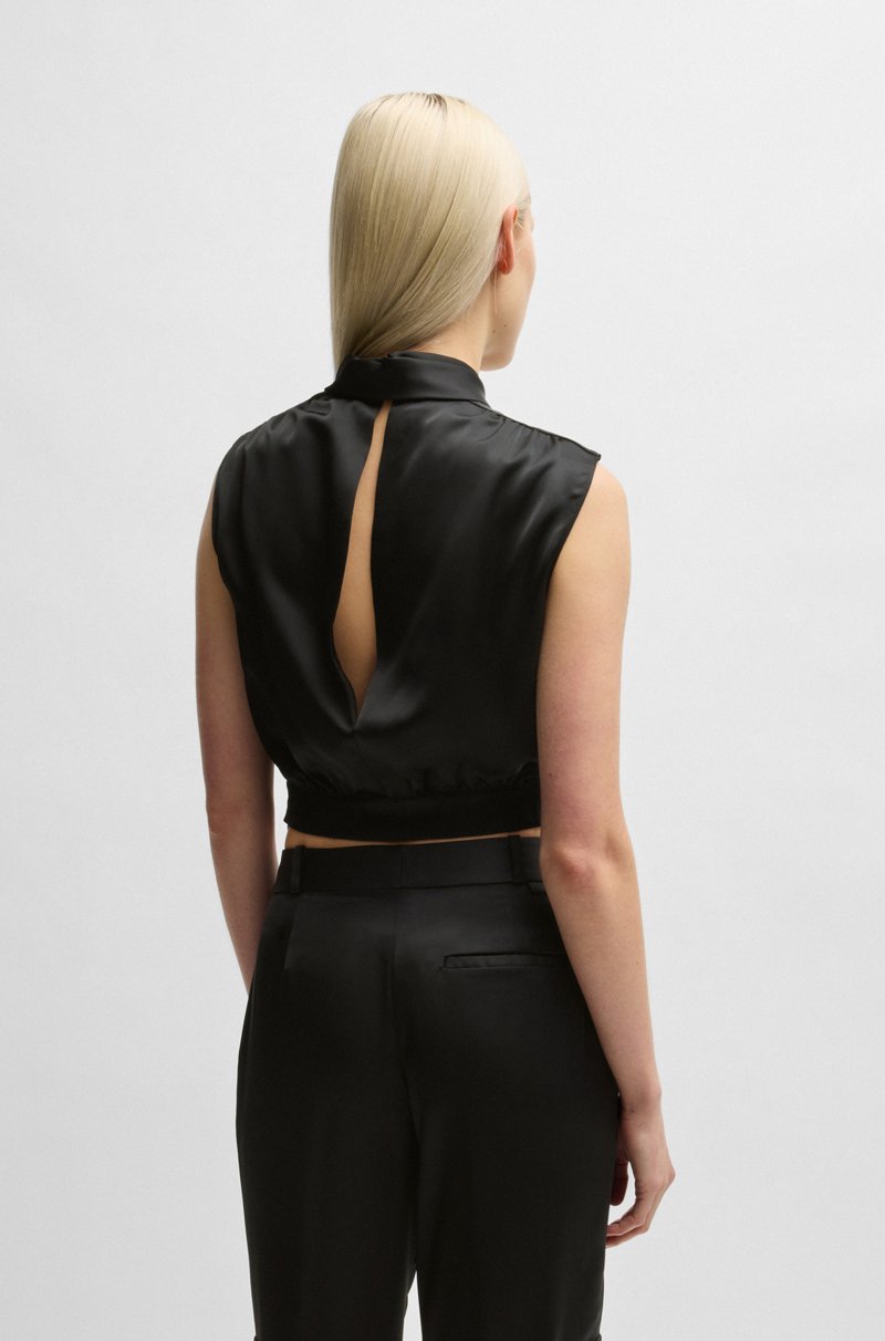 Hugo Boss Top De Raso Sin Mangas Con Detalle En El Cuello