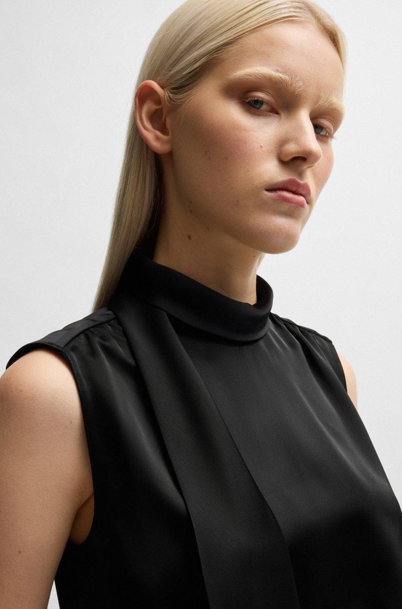 Hugo Boss Top De Raso Sin Mangas Con Detalle En El Cuello