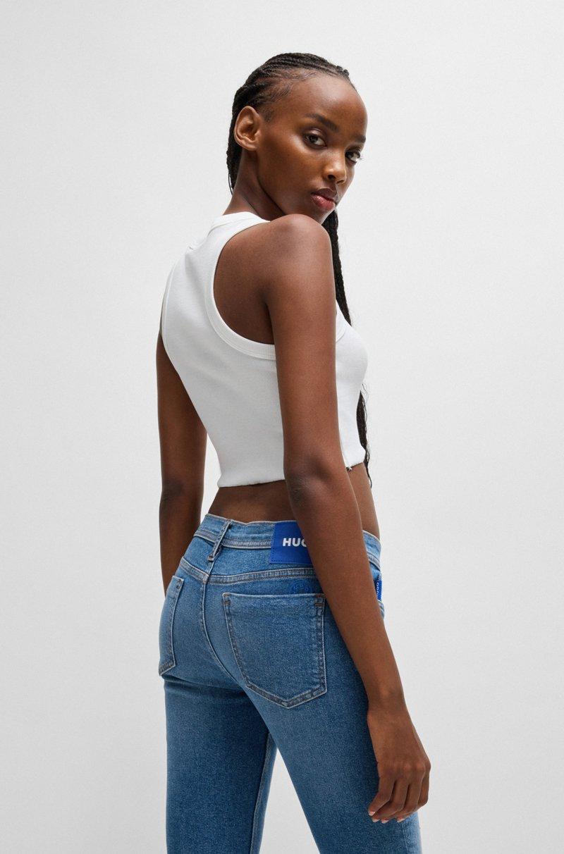 Hugo Boss Top De Tirantes De Algodón Elástico De Canalé Con Insignia De Logo