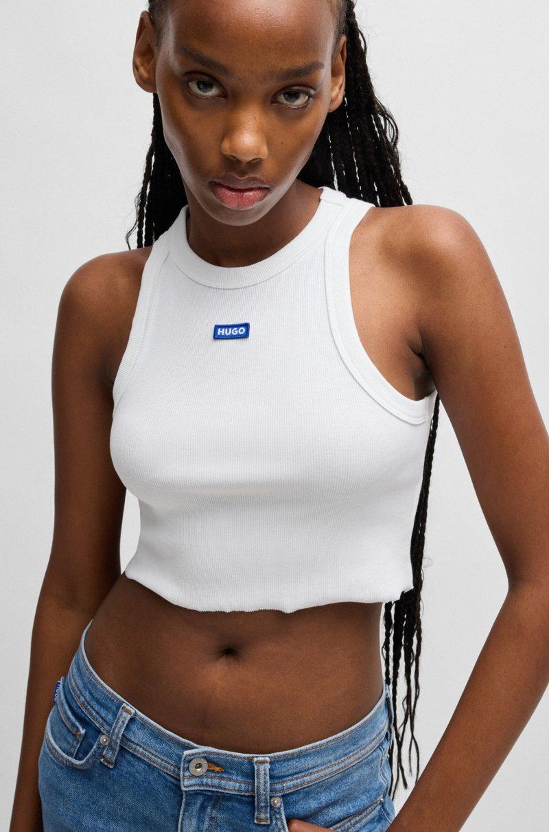 Hugo Boss Top De Tirantes De Algodón Elástico De Canalé Con Insignia De Logo