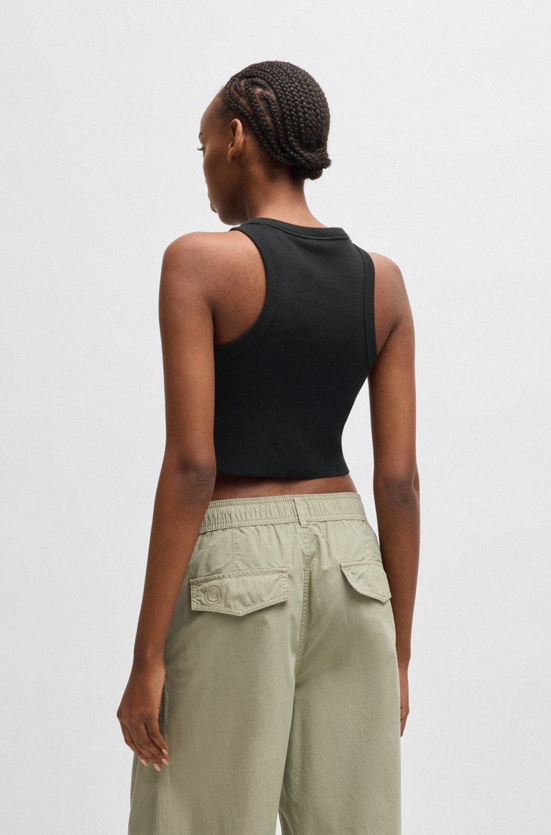 Hugo Boss Top De Tirantes De Algodón Elástico De Canalé Con Insignia De Logo