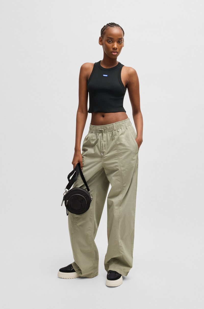 Hugo Boss Top De Tirantes De Algodón Elástico De Canalé Con Insignia De Logo