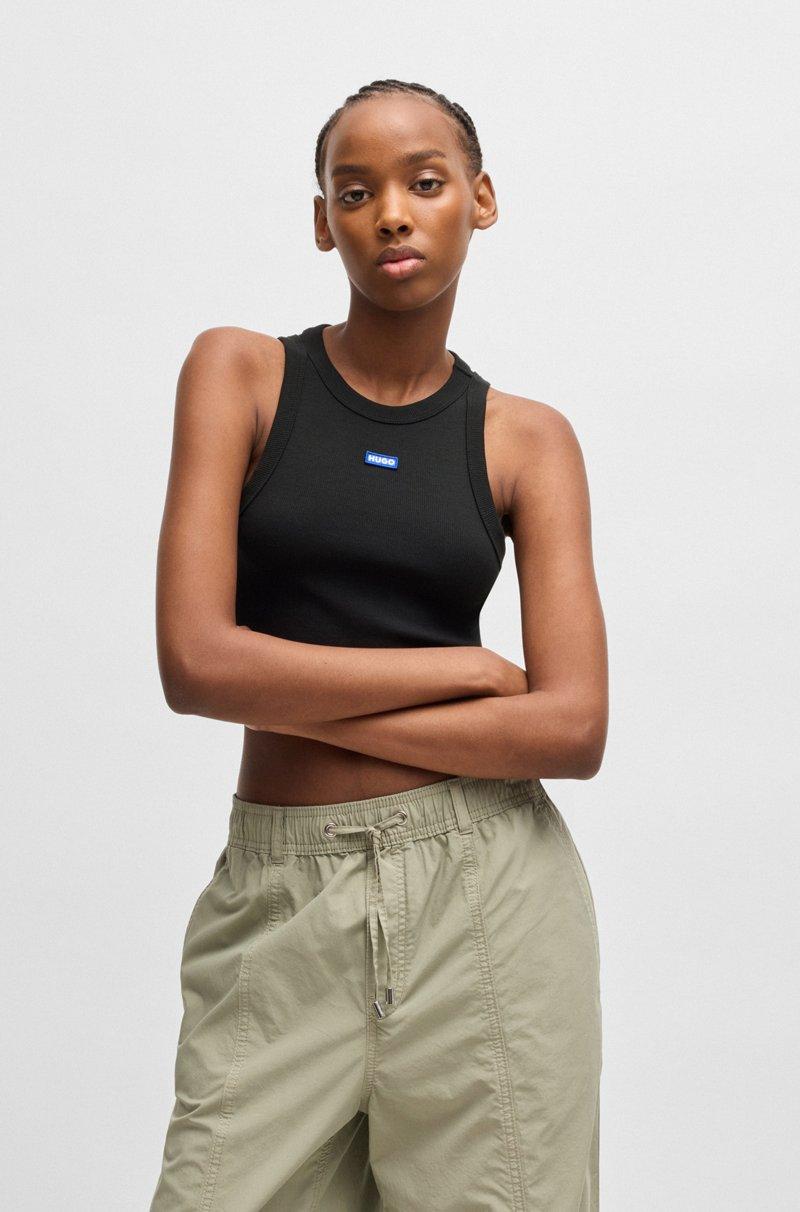 Hugo Boss Top De Tirantes De Algodón Elástico De Canalé Con Insignia De Logo