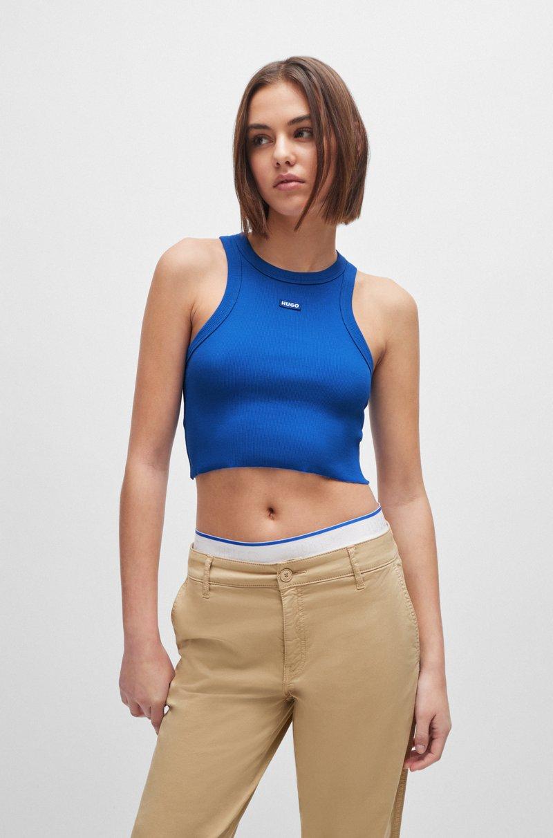 Hugo Boss Top de tirantes de algodón elástico de canalé con insignia de logo