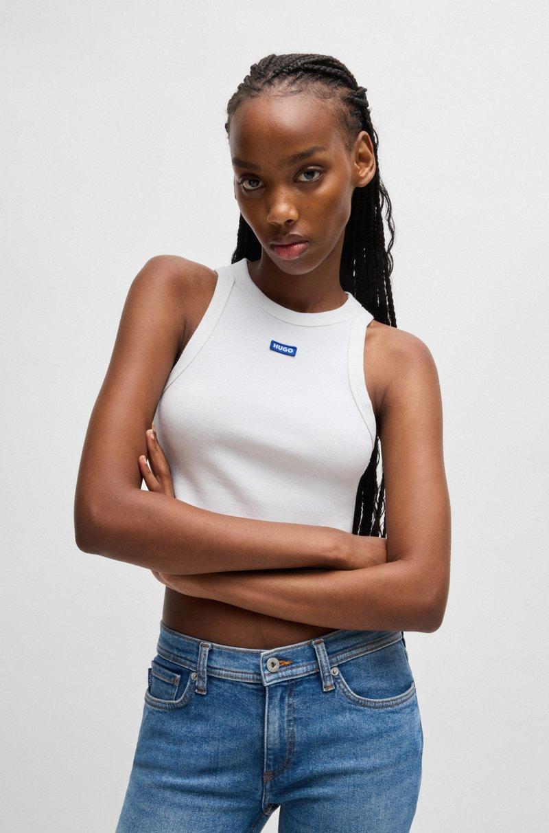 Hugo Boss Top De Tirantes De Algodón Elástico De Canalé Con Insignia De Logo