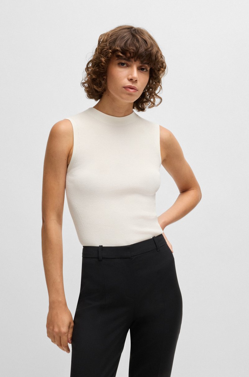 Hugo Boss Top sin mangas con cuello inglés en tejido de canalé