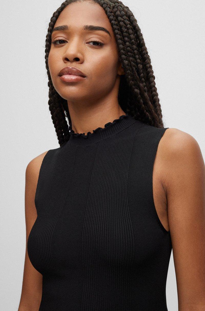 Hugo Boss Top Sin Mangas Con Cuello Medio En Crepé De Canalé