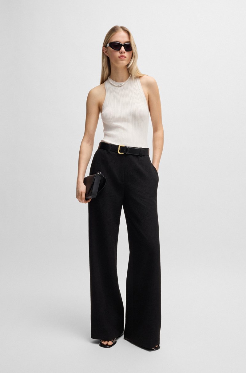 Hugo Boss Top Sin Mangas Con Espalda Cruzada En Tejido De Crepé De Canalé