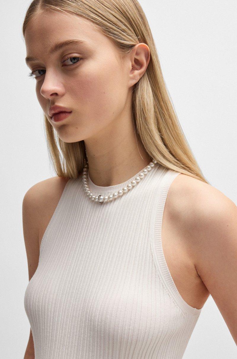 Hugo Boss Top Sin Mangas Con Espalda Cruzada En Tejido De Crepé De Canalé